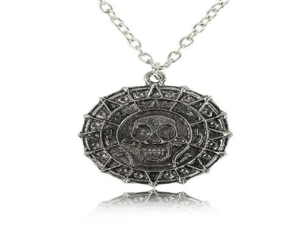 Film Schmuck Piraten Halskette Vintage Bronze Silber Designer Schädel Münze Anhänger Halskette Männer Geschenk Souvenirs Party Freundschaft Geschenk6411127