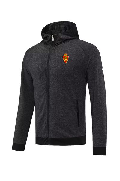 Real Zaragoza Herren Jacken Freizeit Sportjacke Herbst warmer Mantel Outdoor Joggen Kapuzenpullover Lässiges Sportmantelshirt