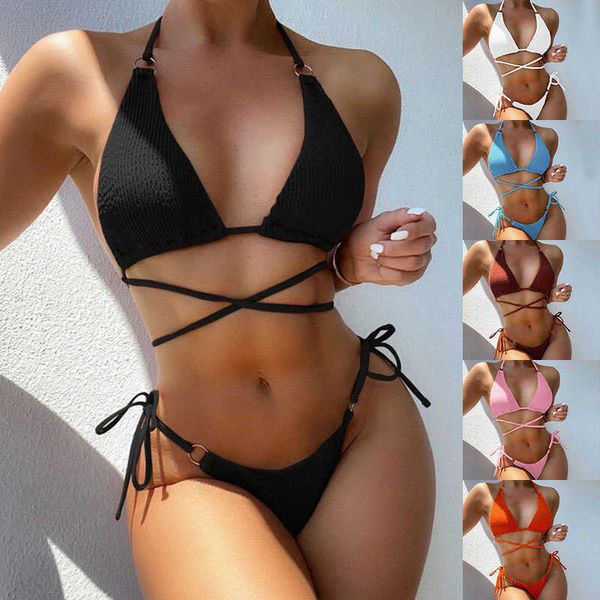 Badebekleidung Badeanzug 2023 New Bikini Solid Sexy Split Badeanzug Frauen Bikini AA230425