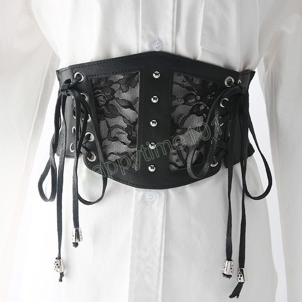 Front Belt Front Belt Front Up Leather Elastic Corset Belt Women Women Faux cinto de cintura All Match Dress Girl Roupas Decoração