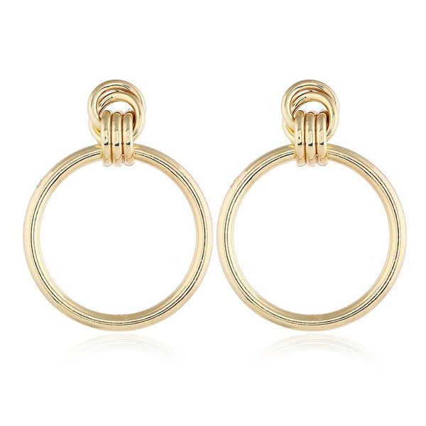 Brincos de garanhão Doreen Box Fashion KC Gold Color Circle Style Conciso Acessórios Charms 6.6cm (2 5/8 