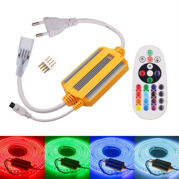 IP65 wasserdichte Aluminiumgehäuse 16-Farben-RGB-Fernbedienung für 5050 Hochspannungs-LED-Streifen 110 V 220 V 4 Pins239M