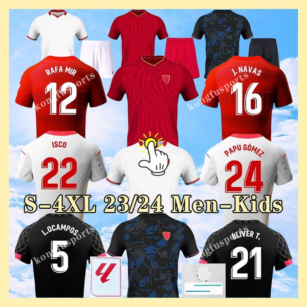 23 24 Seville Sevillas Camisas de futebol Final L.OCAMPOS SUSO JONG Maillot GUDELJ K.REKIK TECATITO MUNIR RAFA 2023 2024 Home Away 3º Homens Kit Kit Camisa de Futebol Menino Conjuntos 3X