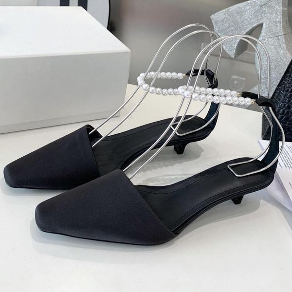 Scarpe eleganti Est Primavera Estate Sandali Vera Pelle Donna Tinta unita String Bead Decor Comfort Trendy Concise Size 35-40