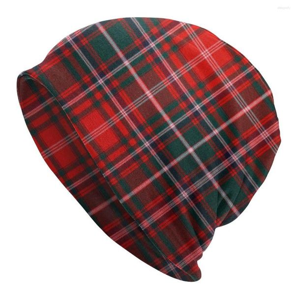 Berets Winter Warm Bonnet Homme Strickmützen Mode Rot Modern Tartan Plaid Beanie Cap Gingham Beanies Caps Für Männer Frauen