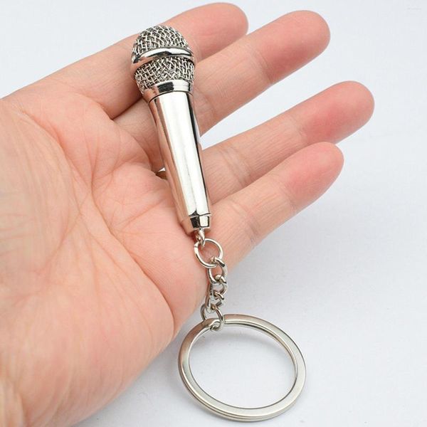 Schlüsselanhänger Metalllegierung Mikrofon Musik Charm Anhänger für Geldbörse Taschen Schlüsselanhänger Dekor Schlüsselanhänger Geschenk
