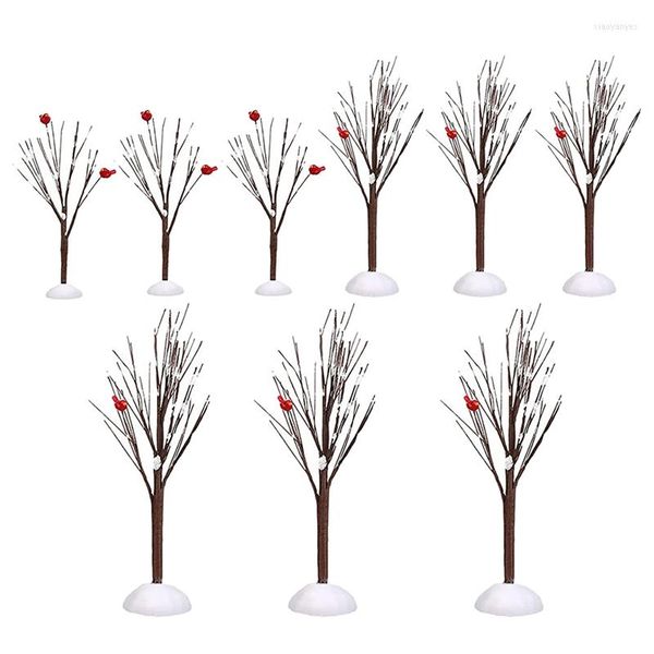 Fiori Decorativi -9Pcs Alberi Di Natale Con Ramo Spoglio Artificiale Decorazioni Per Espositori Invernali Per Fata Del Camino Da Giardino