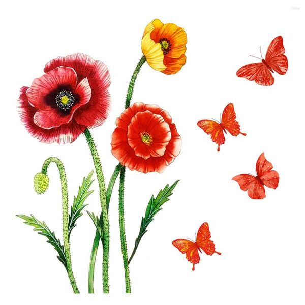 Sfondi 14 14 cm Pianta Fiore Farfalla Wall Sticker Switch Backwall Soggiorno Camera da letto Studio Murale decorativo