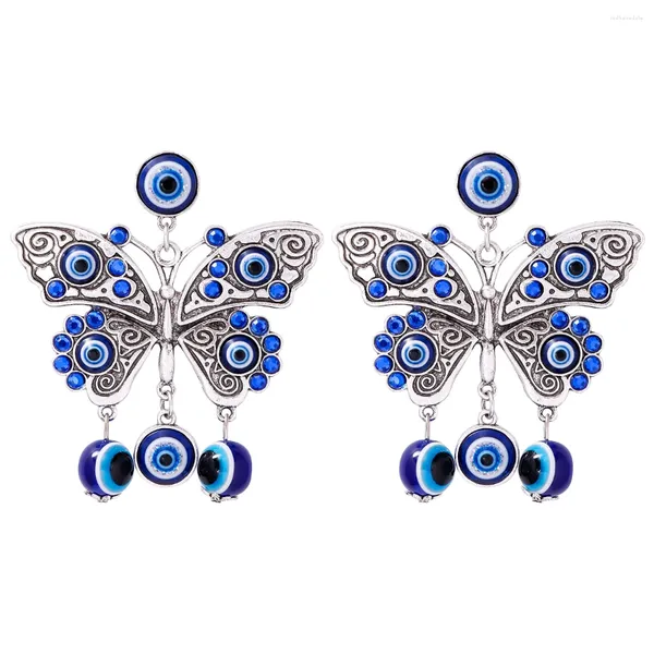 Orecchini pendenti JURAN moda farfalla color argento per donna gioielli vintage in stile etnico occhio del male con fascino