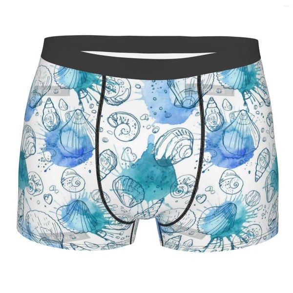 Mutande Seashell Ocean Animal Men Underwear Sexy Male Double Sides Stampato Morbido Traspirante Pantaloncini Lavabili in lavatrice Poliestere