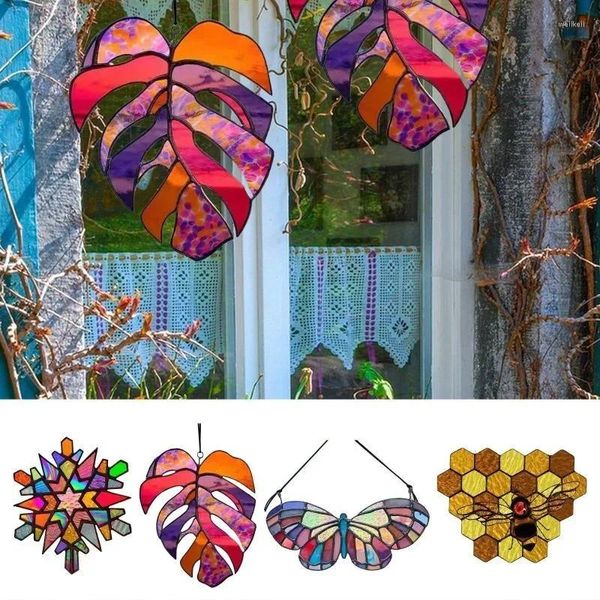Садовые украшения, витражи, подвесные соты, многоцветные панели в виде бабочки и пчелы, пятно, колибри
