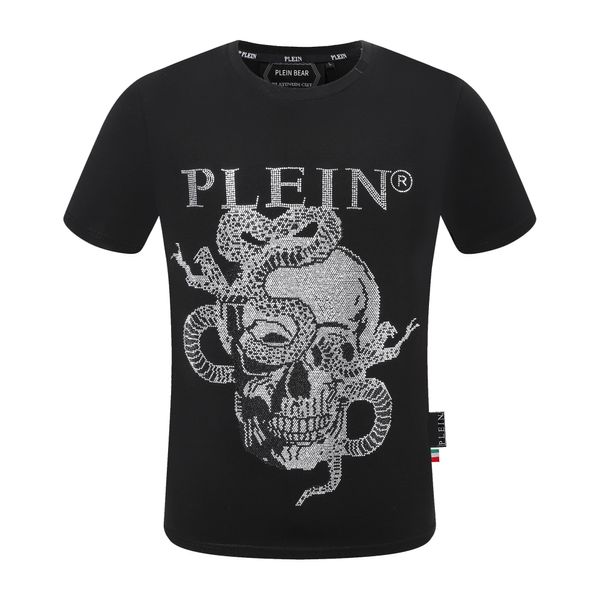 Plein urso camiseta masculina designer tshirts Round Round Rhinestone PP Skulls Men T-shirt Round Neck Ss Ss Skull e Plein com cristais camaradas de hip hop Tees 161297