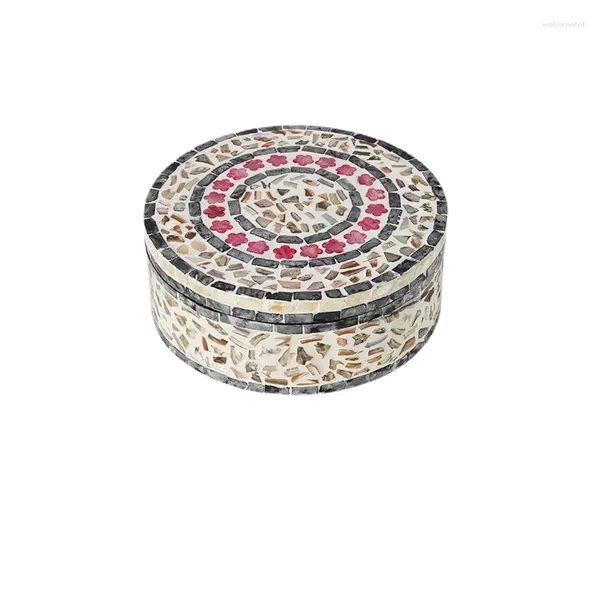 Placas casa caixa de jóias colorido escudo circular decorativo com capa armazenamento luz luxo lanche frutas