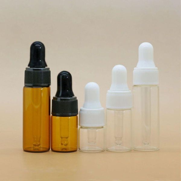 2 ml 3 ml 5 ml Mini flacone contagocce in vetro ambrato contenitore per campioni olio essenziale profumo piccole bottiglie portatili fiala Ppwsi