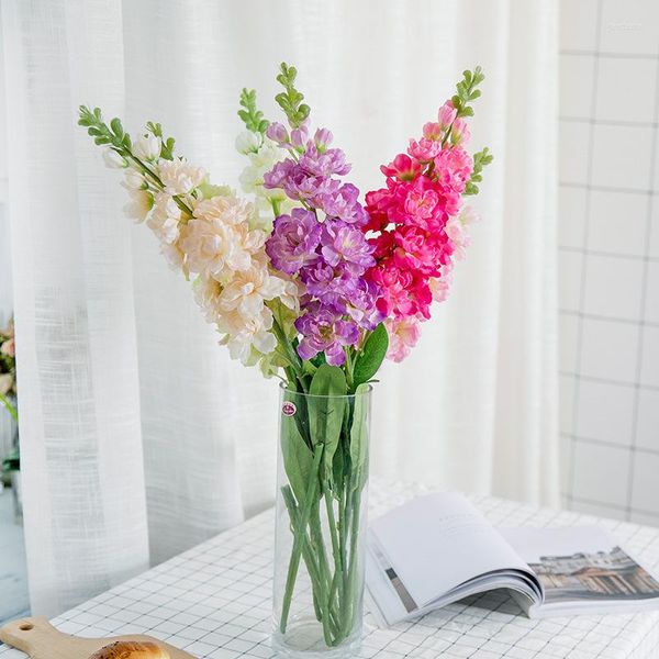 Flores decorativas 10pc Artificial Big Delphinium Silk Flower for Home Vaso Decoração Acessórios para Arranjo de Casamento