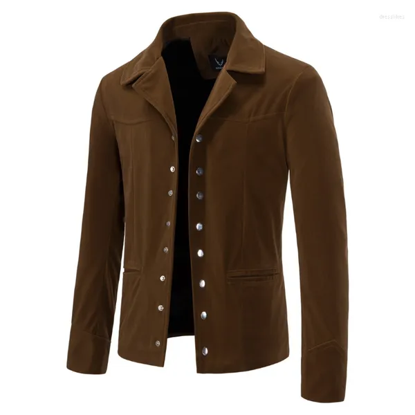 Jackets masculinos Clothing 2023 Autumn Jacket Menor Moda Britânica Estilo Britânico Lapel Casual Golden Velvet Casat