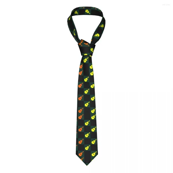 Gravatas borboletas preto e verde escuro guitarra homens mulheres gravatas skinny poliéster 8 cm clássico pescoço colorido para acessórios de cravat negócios