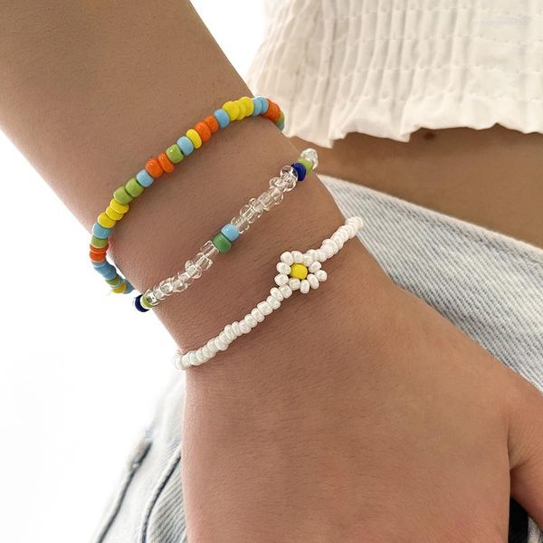 Bracelets de charme Aprilwel 3pcs BOHO BRACELETA PARA MULHERES BEAD SUNFLOWER PRINCIPELA BRMAND SMERTE BRMAND 2023 EGIRL DE JOIXAS AESTÁRIAS