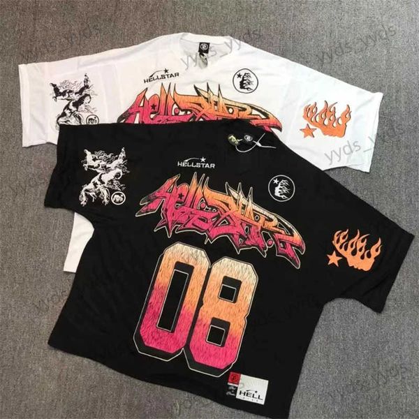 Herren-T-Shirts 2023 Hellstar, übergroßes Sport-T-Shirt, V-Ausschnitt, Netzstoff, atmungsaktiv, schnell trocknend, Patchwork-Druck, 1 1, Schwarz, Weiß, Oberteil, kurze Ärmel, T231127