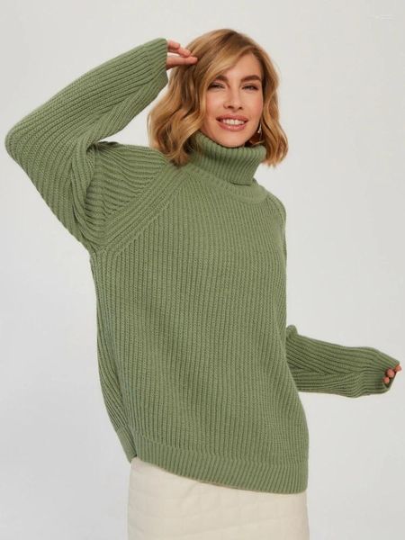 Maglioni da donna Dolcevita invernale Maglia allentata Arancione Maglione oversize Pullover Top a maniche lunghe Moda coreana per le donne 2023