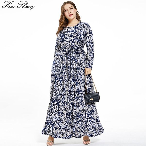 Kleider 6XL Plus Size Vintage Kleid Damen 2021 Herbst Winter Langarm Retro Blumendruck Lässiges Langes Kleid Damen Tunika Maxikleider