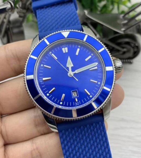 New Classic Rubber Band Super-Ocean Herrenuhren 47MM Full Blue Dial Automatische mechanische Uhr Herren Armbanduhren AB2020161C1S1 Rubber Strap Designer