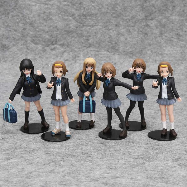 Аниме манга аниме 6pcsset Кон! Рисунок Akiyamn Mio Yui Hirasawa Tainaka Ritsu Kotobuki Tsumugi Коллективная модель Kids Toys Z0427