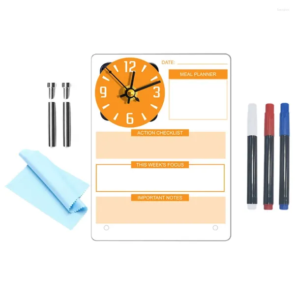 Orologi da tavolo Lavagna da scrivania Scrittura in acrilico Messaggio Adviento Maquillaje Nota Cancella bianco Ufficio fai da te