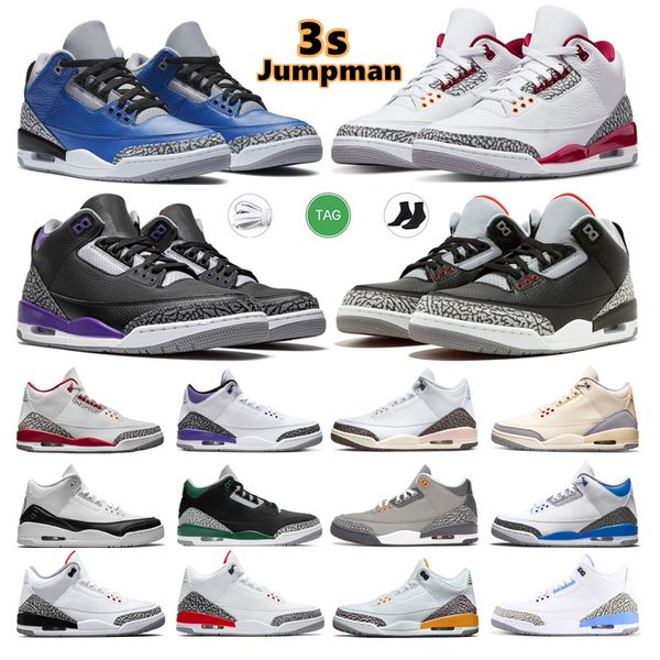 2024 Jumpman 3s Basketballschuhe Herren Trainer Outdoor Sports Sneakers 3 Red Cement Pine Green Cool Grey UNC Court Purple Laser Orange Cardinal Hall of Fame