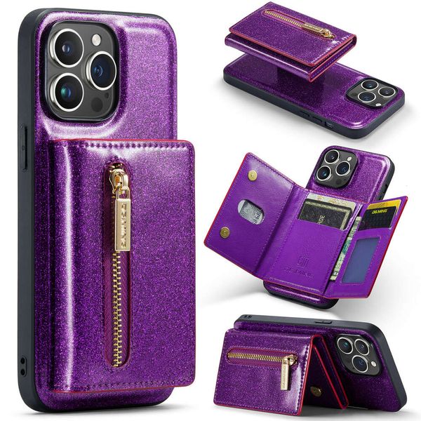 Custodia per telefono con supporto per portafoglio in pelle con tasca magnetica staccabile di fascia alta 2 in 1 per Samsung S24 S24ULTRA