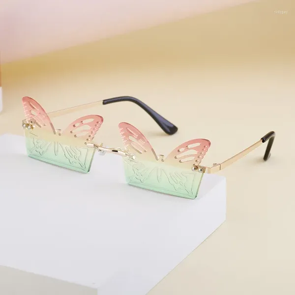 Óculos de sol 2024 personalizado oco borboleta feminino na moda festa de baile engraçado para feminino ao ar livre uv400 óculos