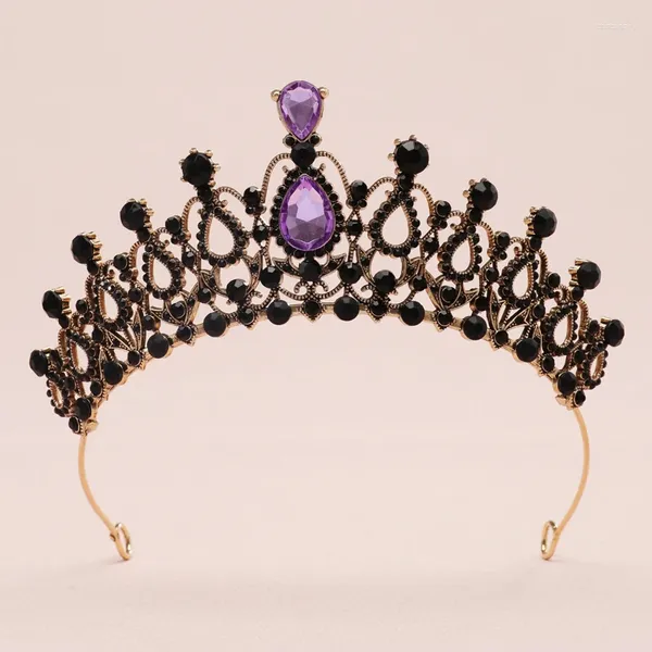 Haarspangen Itacazzo Braut Kopfbedeckung Krone Schwarz Lila Farbe Klassische Tiaras Geeignet für Frauen Hochzeit Geburtstag Party