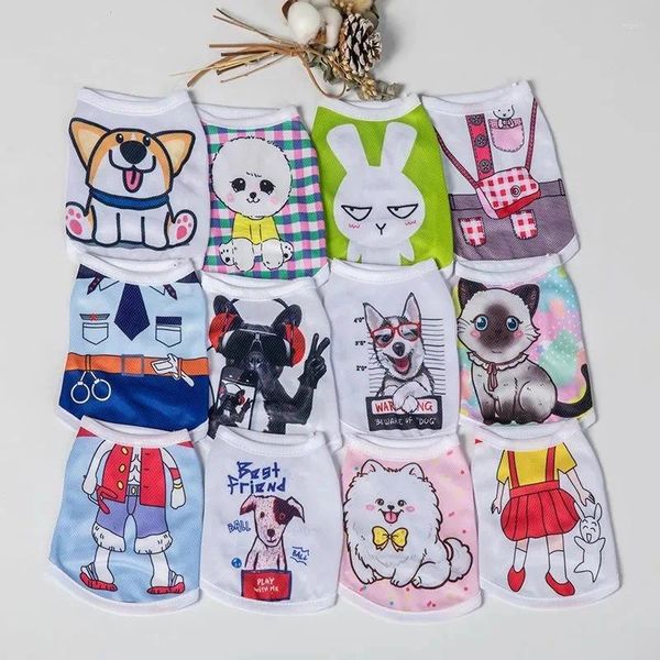 Hundebekleidung, Eisseide, Chihuahua-Kleidung für kleine Hunde, Sommer-Welpen-T-Shirt, Western-Stil, Haustierweste, Kleidung, lustige Tierdruck-Katze