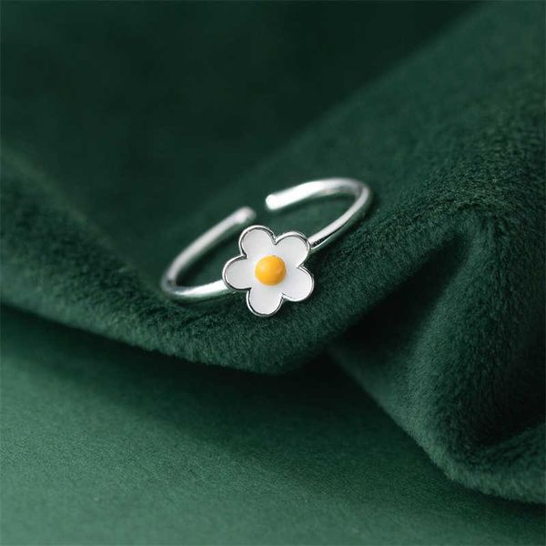 Anéis de banda Trendy Silver Color Vintage Daisy Rings For Women Sweet Farter Flow