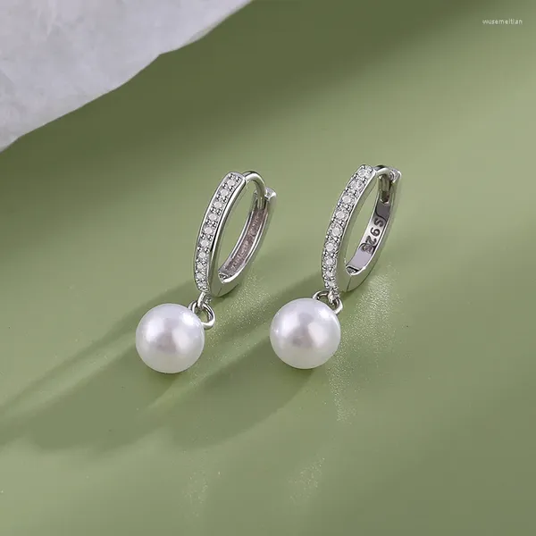 Hoop Ohrringe Zirkon Ohrring Für Frauen Mädchen Party Hochzeit Perle Perle Schmuck Pendientes Zubehör EH2214