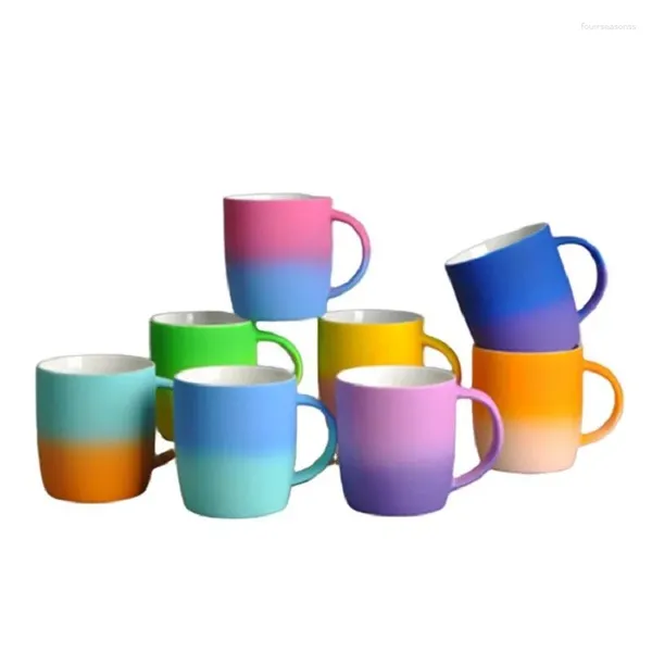 Кружки с логотипом, керамическая градиентная цветная мягкая на ощупь кофейная кружка с принтом, фарфоровая матовая чашка с силиконовым резиновым покрытием