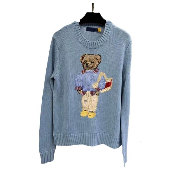 Ralphs Tasarımcısı Laurens Sweater En İyi Kalite Hala Sonbahar/Kış Yeni Pure Pamuk İşlemeli Küçük Ayı Günlük Örgü Gevşek ve Rahat