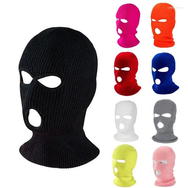 Berets inverno à prova de vento esqui chapéu quente unisex motocicleta ciclismo esqui respirável boné 3 buracos balaclava máscara facial completa