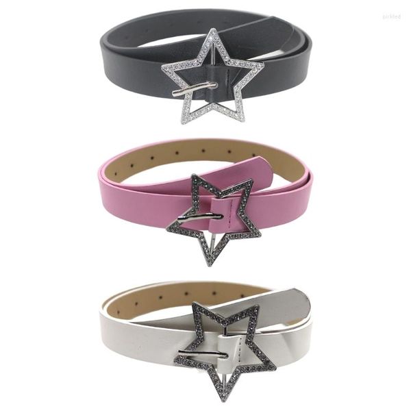 Cintos da cintura da cintura Belt Chain Shining Star-Buckle Pu para Hip Hop Rock Bands Player