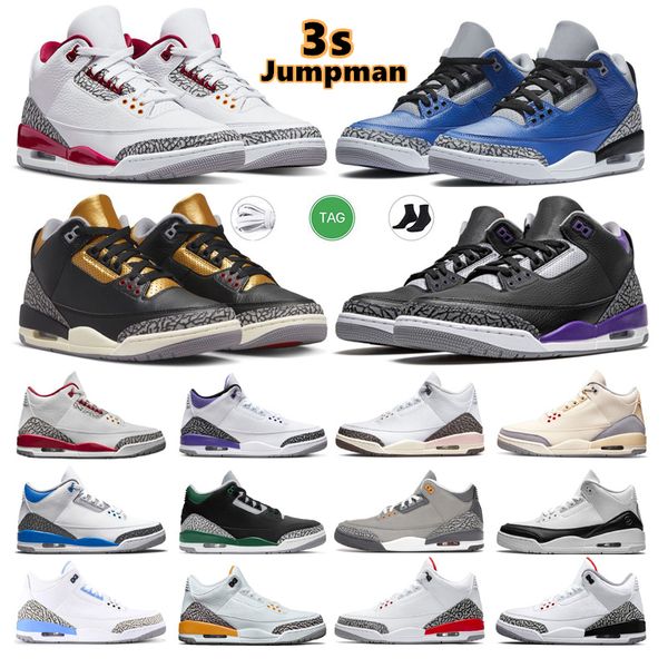 2024 Jumpman 3s Basketballschuhe Herren Trainer Outdoor Sports Sneakers 3 Fire Red Pine Green Cool Grey UNC Court Purple Laser Orange Cardinal Hall of Fame 36-47