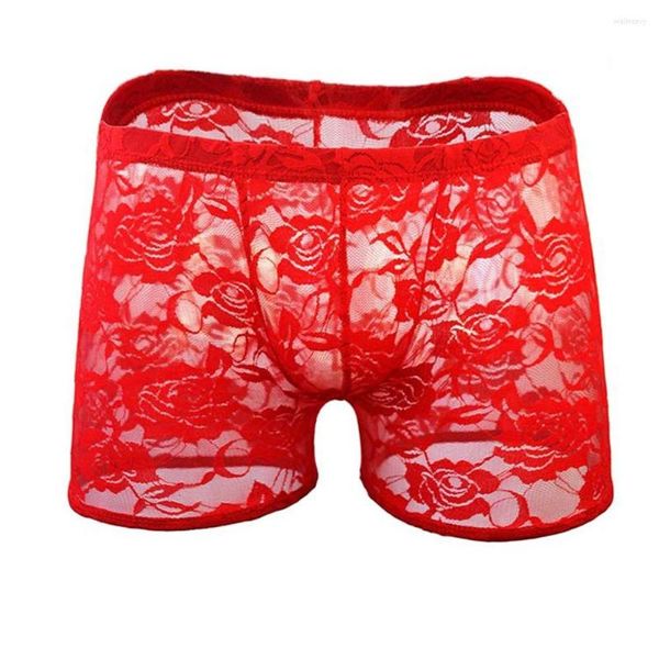 Unterhose Sexy Herren Durchsichtige Boxershorts aus Spitze Shorts Unterwäsche Sissy Pants Dessous