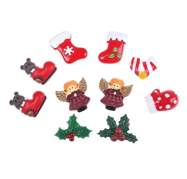 10 pçs resina mista série de natal artesanato flatback cabochão scrapbooking decorações caber grampos de cabelo enfeites contas diy5921517