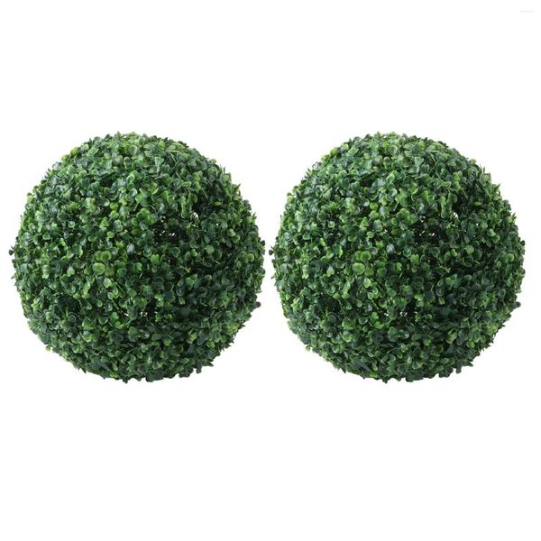 Dekoratif çiçekler 2pcs yapay topiary goxwood topları yeşil çim küreleri arka bahçe balkon bahçesi restoran sevgililer günü için