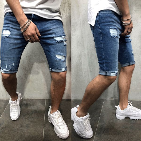 Shorts masculinos masculinos de jeans de jeans de massa de pântano de verão magro e magro 230427