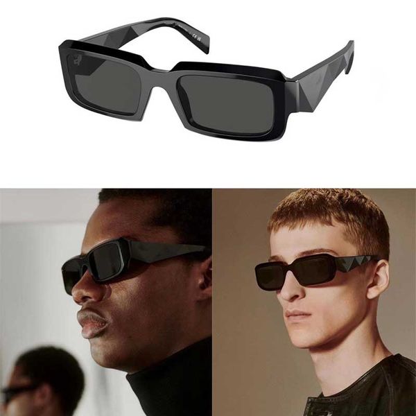 Neue Acetat-Symbol-Sonnenbrille für Herren OPR27 Schwarzer Acetatfaser-Rahmen Herren-Sonnenbrille mit quadratischem Rahmen 3D-Logo an den Schläfen