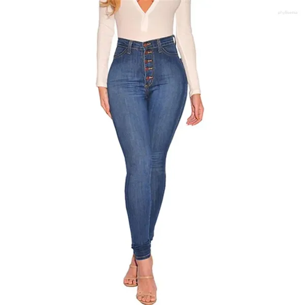 Jeans da donna Moda monopetto Giuntura a vita alta Pantaloni da donna slim fit in denim Pantaloni a matita skinny sexy con sollevamento dell'anca lavabili