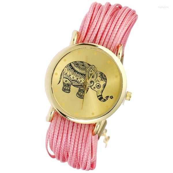 Orologi da polso Gnova Platino Corto Spilla Cinturino Tattoo Elefante Orologio da donna Orologio da polso al quarzo Moda Ginevra Stile Dropship A868