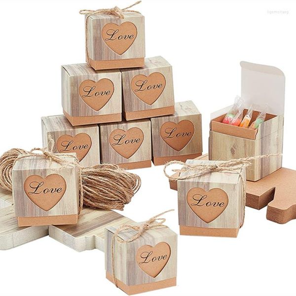 Enrolamento de presentes 20/10pcs Kraft Paper Candy Box Cookie para festa de aniversário de festas de aniversário DIY Bolsa de embalagem