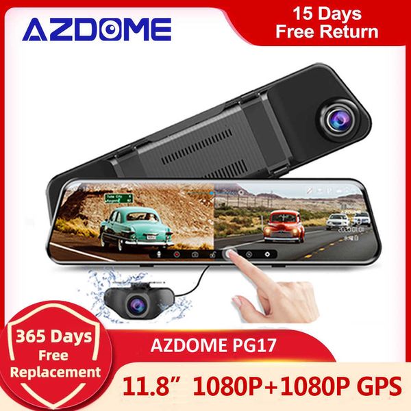 Andere Elektronik AZDOME PG17 Autospiegel DVR GPS 1080P Dual Cams 118 Zoll Touchscreen RearView Dash Cam Stream Media Videorecorder Nachtsicht J230427