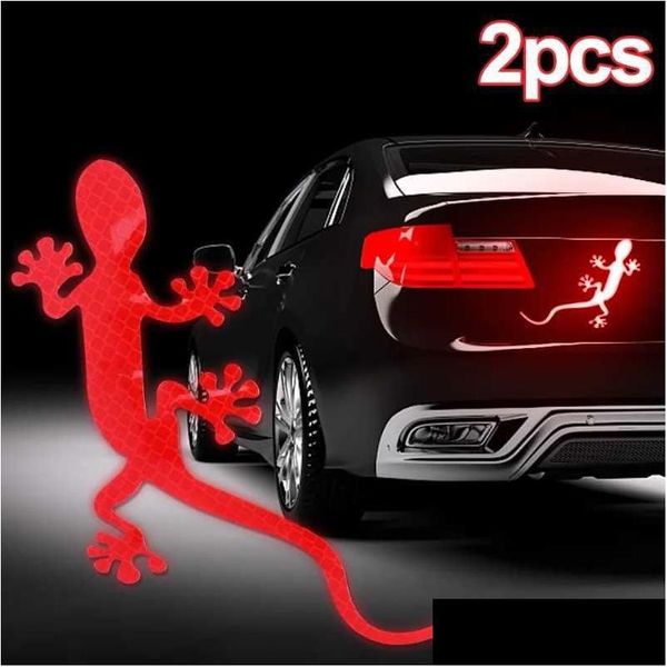 Araba Rozetleri Yansıtıcı Çıkartmalar Gece Sürüş Uyarı İşaretleri Gecko Vücut Dekorasyon Çıkartmaları Aksesuar Damla Teslimat Otomobiller Motosiklet Otbkh